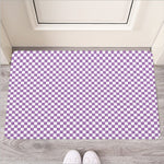 Light Purple And White Checkered Print Rubber Doormat