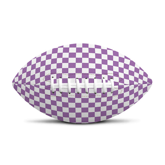 Light Purple And White Checkered Print Rugby Ball