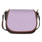 Light Purple And White Checkered Print Saddle Bag