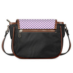 Light Purple And White Checkered Print Saddle Bag