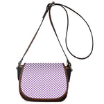 Light Purple And White Checkered Print Saddle Bag