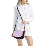 Light Purple And White Checkered Print Saddle Bag