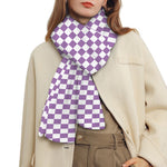 Light Purple And White Checkered Print Scarf