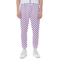 Light Purple And White Checkered Print Joggers