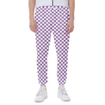 Light Purple And White Checkered Print Scuba Joggers