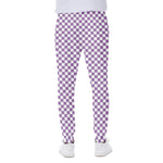 Light Purple And White Checkered Print Scuba Joggers