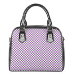 Light Purple And White Checkered Print Shoulder Handbag