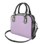 Light Purple And White Checkered Print Shoulder Handbag