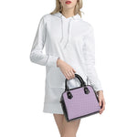 Light Purple And White Checkered Print Shoulder Handbag