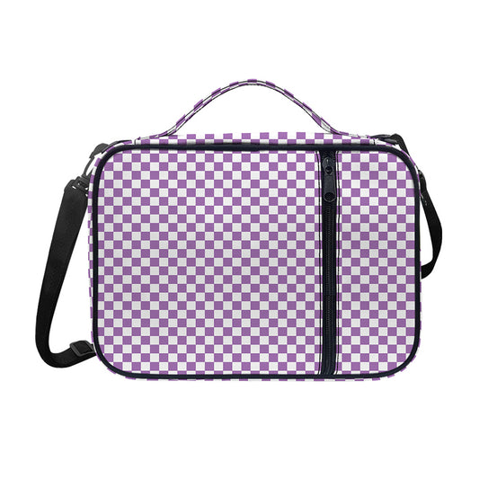 Light Purple And White Checkered Print Shoulder Strap Bible Bag