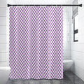 Light Purple And White Checkered Print Shower Curtain