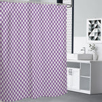 Light Purple And White Checkered Print Shower Curtain