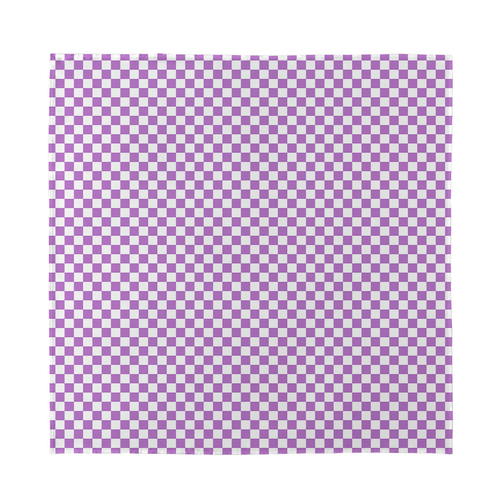 Light Purple And White Checkered Print Silk Bandana