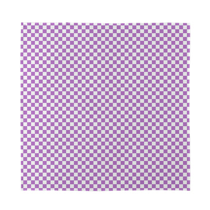 Light Purple And White Checkered Print Silk Bandana