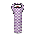 Light Purple And White Checkered Print Single Neoprene Wine Tote