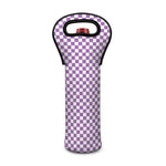 Light Purple And White Checkered Print Single Neoprene Wine Tote