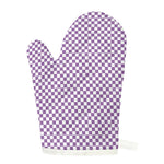 Light Purple And White Checkered Print Single Oven Mitt