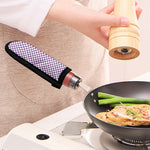 Light Purple And White Checkered Print Skillet Handle Cover
