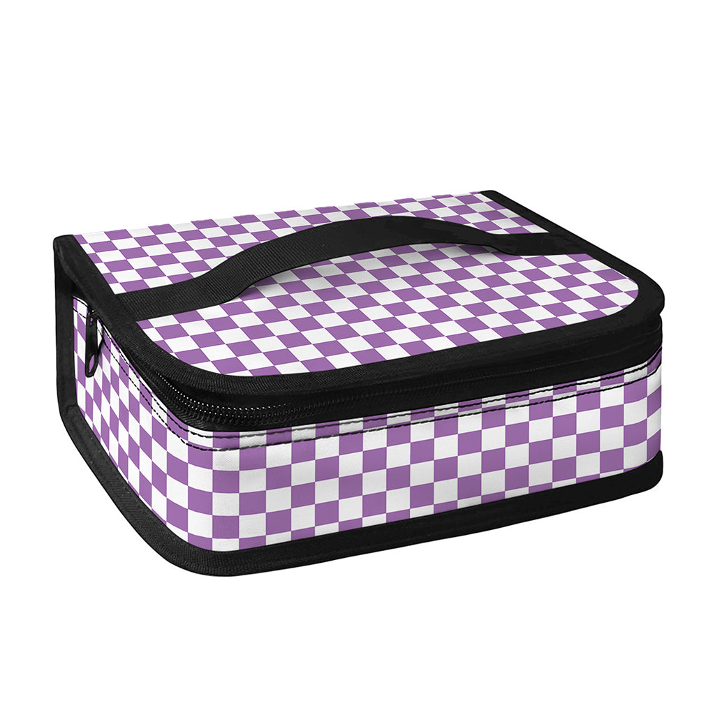 Light Purple And White Checkered Print Small Lunch Bag