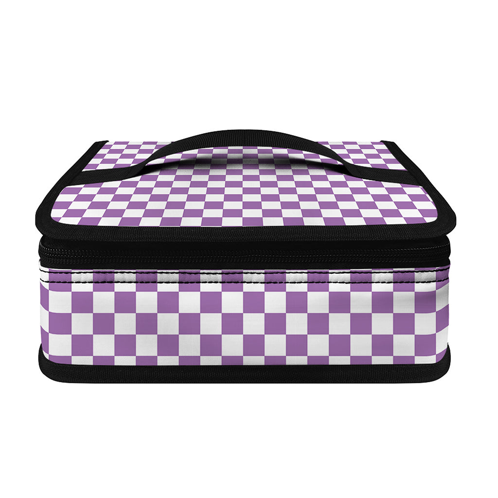 Light Purple And White Checkered Print Small Lunch Bag