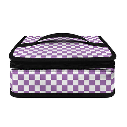 Light Purple And White Checkered Print Small Lunch Bag