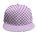 Light Purple And White Checkered Print Snapback Cap
