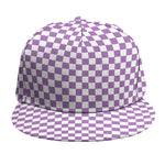 Light Purple And White Checkered Print Snapback Cap