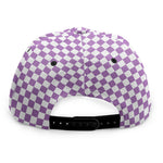Light Purple And White Checkered Print Snapback Cap