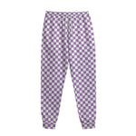 Light Purple And White Checkered Print Sweatpants