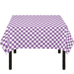 Light Purple And White Checkered Print Tablecloth