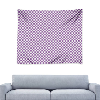 Light Purple And White Checkered Print Tapestry