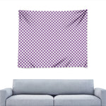Light Purple And White Checkered Print Tapestry