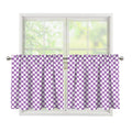 Light Purple And White Checkered Print Tier Curtains