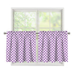 Light Purple And White Checkered Print Tier Curtains