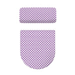 Light Purple And White Checkered Print Toilet Lid And Tank Cover Set