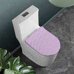 Light Purple And White Checkered Print Toilet Lid Cover