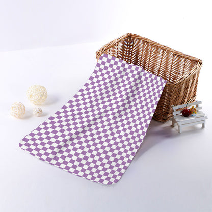 Light Purple And White Checkered Print Towel