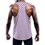 Light Purple And White Checkered Print Training Tank Top