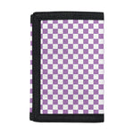 Light Purple And White Checkered Print Trifold Wallet