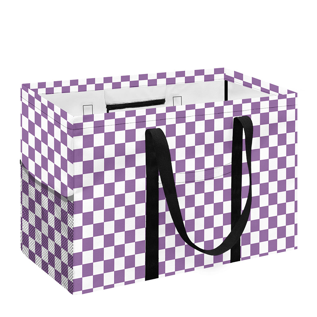 Light Purple And White Checkered Print Utility Tote Bag