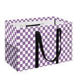 Light Purple And White Checkered Print Utility Tote Bag