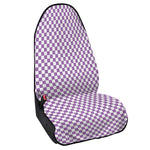 Light Purple And White Checkered Print Waterproof Car Seat Cover