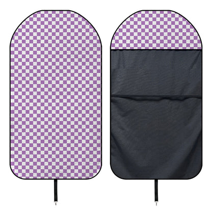 Light Purple And White Checkered Print Waterproof Car Seat Cover