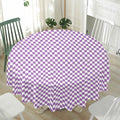 Light Purple And White Checkered Print Waterproof Round Tablecloth