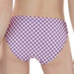 Light Purple And White Checkered Print Women's Panties