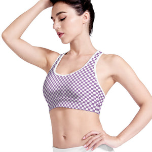 Light Purple And White Checkered Print Women's Sports Bra – GearFrost