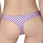 Light Purple And White Checkered Print Women's Thong