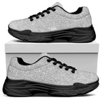 Light Silver Glitter Artwork Print (NOT Real Glitter) Black Chunky Shoes