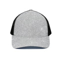 Bright Silver (NOT Real) Glitter Print Black Mesh Trucker Hat