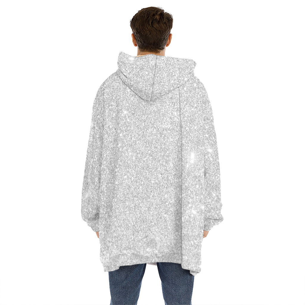Light Silver Glitter Artwork Print (NOT Real Glitter) Hoodie Blanket